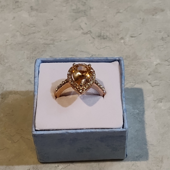 NIB Bloomingdale's Rose Gold Vermeil 3ct Morganite Teardrop Ring Size 7 - Picture 6 of 14